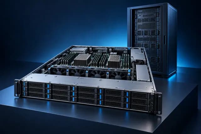 Concept illustration of servers, circuit boards and hardware components