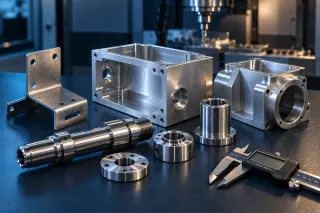 Concept illustration of CNC equipment and fabricated metal components